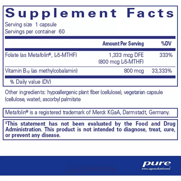 Pure Encapsulations B12 Folate ������� B12 � �����, ��������������
