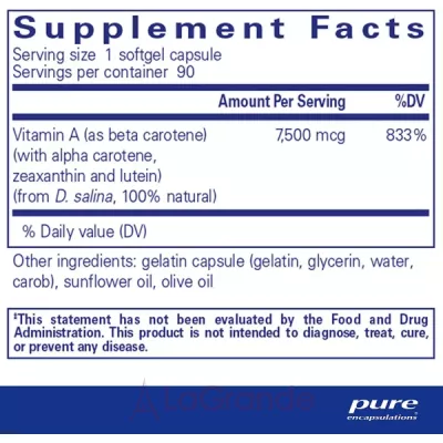 Pure Encapsulations Beta Carotene -   