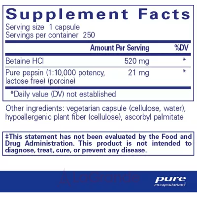 Pure Encapsulations Betaine HCL/Pepsin   + 