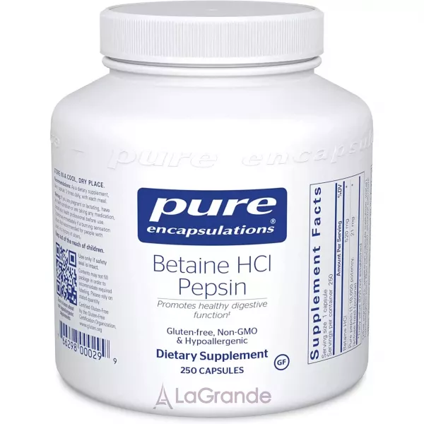 Pure Encapsulations Betaine HCL/Pepsin ������� ����������� + ������