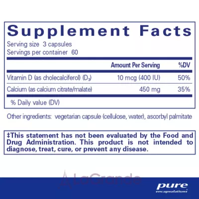 Pure Encapsulations Calcium with Vitamin D3    D3