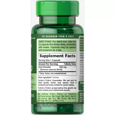 Puritan's Pride Saw Palmetto 450mg Capsules ĳ   