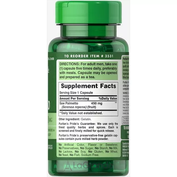 Puritan's Pride Saw Palmetto 450mg Capsules ĳ������ ������� ��� �������