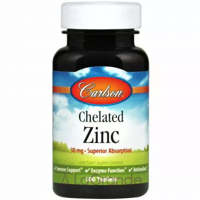 Carlson Chelated Zinc 30 mg   30 