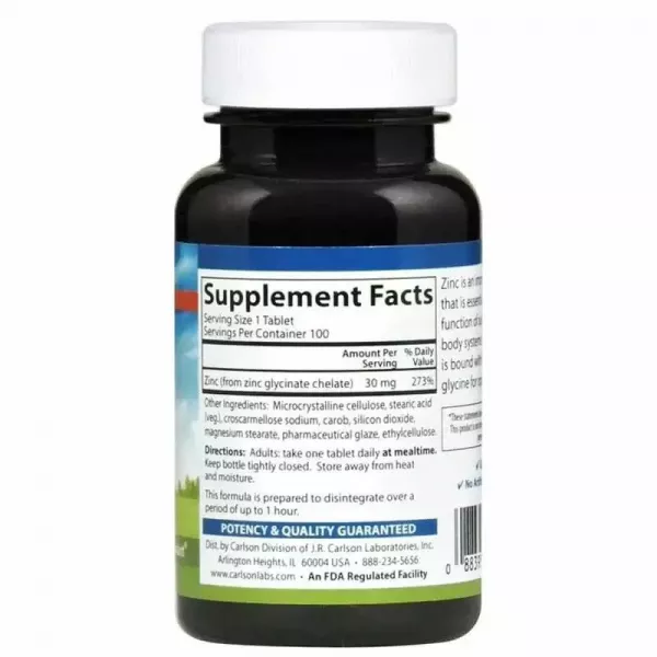 Carlson Chelated Zinc 30 mg ���� �������� 30 ��