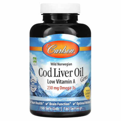 Carlson Cod Liver Oil Gems Low Vitamin A 230 mg '         ,   