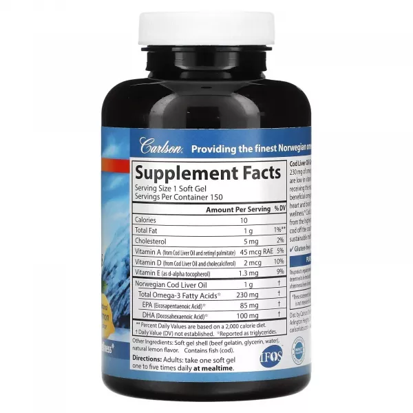 Carlson Cod Liver Oil Gems Low Vitamin A 230 mg ���'���� ��� � ������� ����� � ������� ������ ������ �, � ������ ������