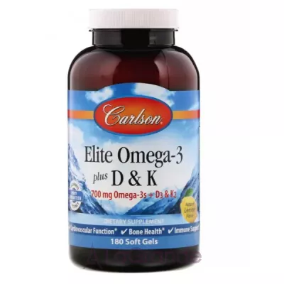 Carlson Elite Omega-3 Plus D & K Natural Lemon Flavor  3 +  3   ,   