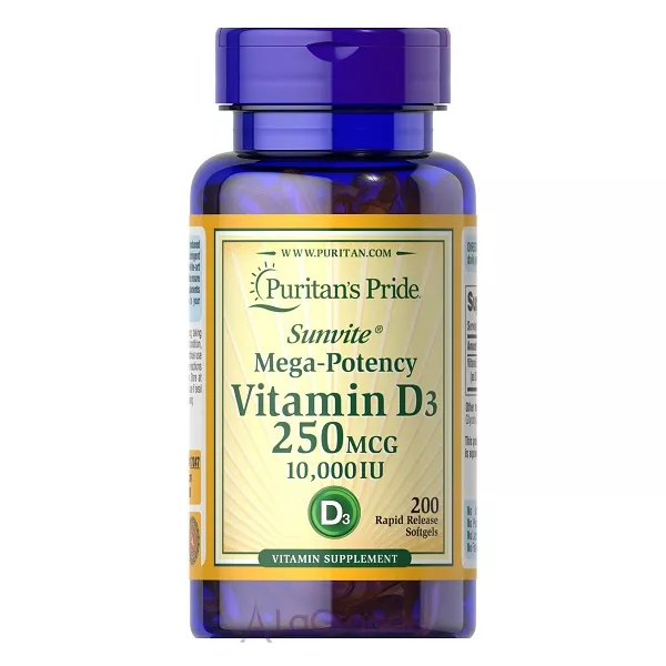 Puritan's Pride Vitamin D3 250mcg (10000 IU) Mega-Potency ������� ������� �³���� D3�
