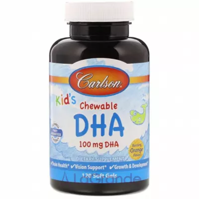 Carlson Kid's Chewable DHA 100 mg Bursting Orange Flavor '    100 ,   