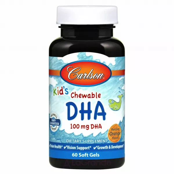 Carlson Kid's Chewable DHA 100 mg Bursting Orange Flavor ���'���� ��� ��� ���� 100 ��, � ������ ���������
