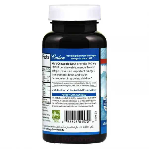 Carlson Kid's Chewable DHA 100 mg Bursting Orange Flavor ���'���� ��� ��� ���� 100 ��, � ������ ���������