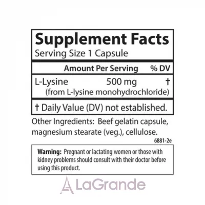 Carlson L-Lysine 500 mg L- 500 