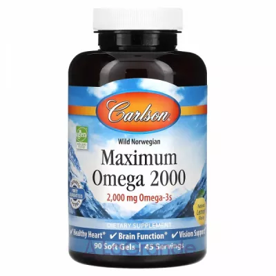 Carlson Maximum Omega 2000 mg Natural Lemon Flavor   2000 ,   