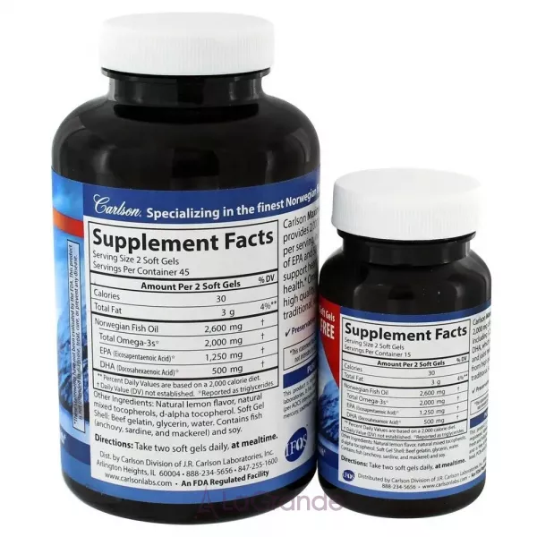 Carlson Maximum Omega 2000 mg Natural Lemon Flavor �������� ����� 2000 ��, �� ������ ������