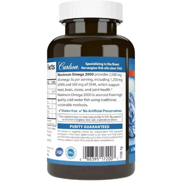 Carlson Maximum Omega 2000 mg Natural Lemon Flavor �������� ����� 2000 ��, �� ������ ������