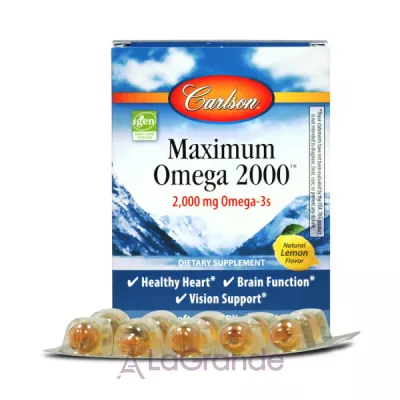 Carlson Maximum Omega Minis 2000 mg Natural Lemon Flavor   2000 ,    