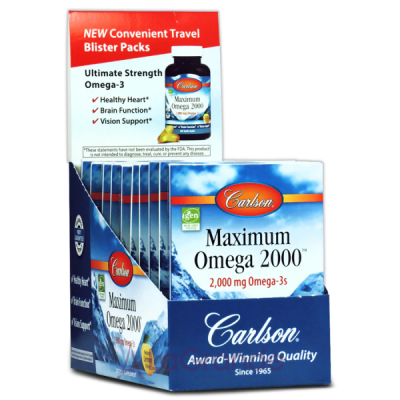 Carlson Maximum Omega Minis 2000 mg Natural Lemon Flavor   2000 ,    