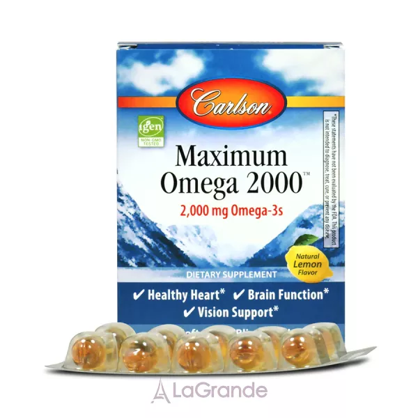 Carlson Maximum Omega Minis 2000 mg Natural Lemon Flavor �������� ����� 2000 ��, � ����������� ������ ������