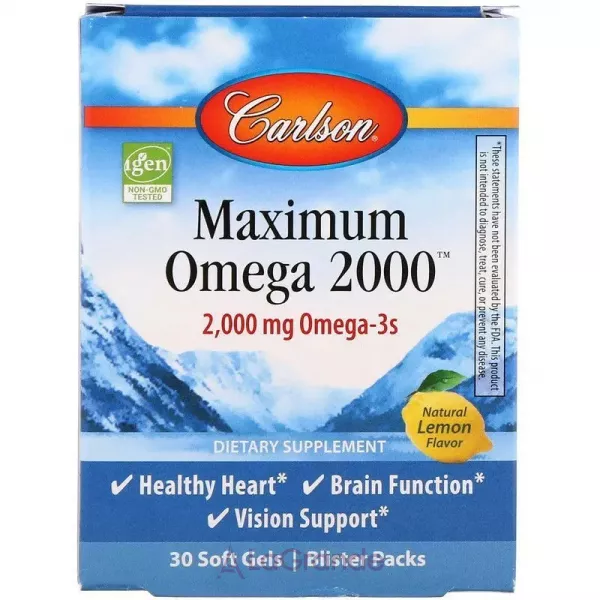 Carlson Maximum Omega 2000 mg Natural Lemon Flavor �����-3 � ����������� ������ ������