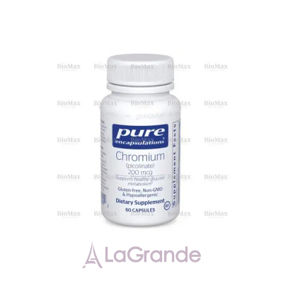 Chromium (picolinate), Pure Encapsulations, 200 mcg, 60 caps  ,      