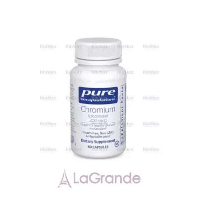 Chromium (picolinate), Pure Encapsulations, 200 mcg, 60 caps  ,      