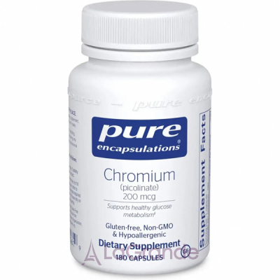 Chromium (picolinate), Pure Encapsulations, 200mcg 180 caps  ,      