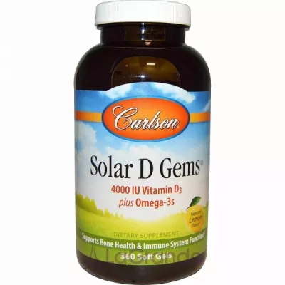 Carlson Solar D Gems 4000 IU   +  D3,   