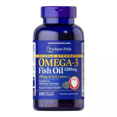 Puritan's Pride Double Strength Omega-3 Fish Oil 1200mg/600mg -3 1200 