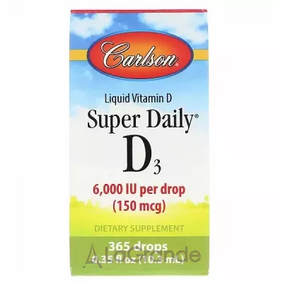 Carlson Super Daily Vitamin D3 6000 IU  D3 6000   