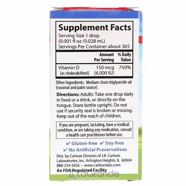 Carlson Super Daily Vitamin D3 6000 IU ³���� D3 6000 �� � �������