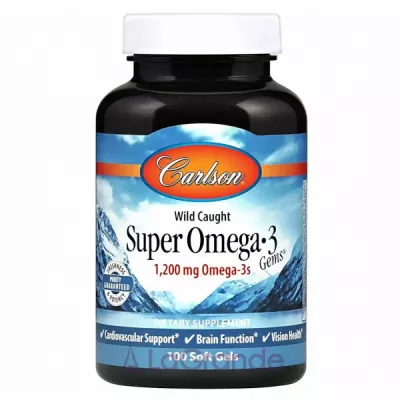 Carlson Omega-3 Gems, Fish Gel 1200 mg -3, '  1200 