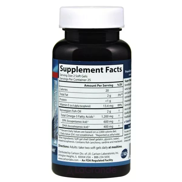 Carlson Omega-3 Gems, Fish Gel 1200 mg �����-3, ���'���� ��� 1200 ��