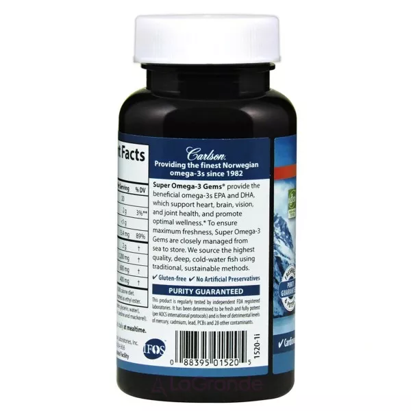 Carlson Omega-3 Gems, Fish Gel 1200 mg �����-3, ���'���� ��� 1200 ��