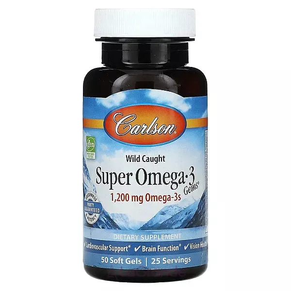 Carlson Wild Caught Super Omega-3 Gems 1200 mg ĳ������ ������� 