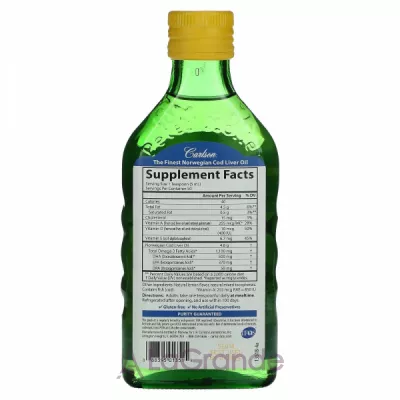 Carlson Wild Norwegian Cod Liver Oil Natural Lemon Flavor '       