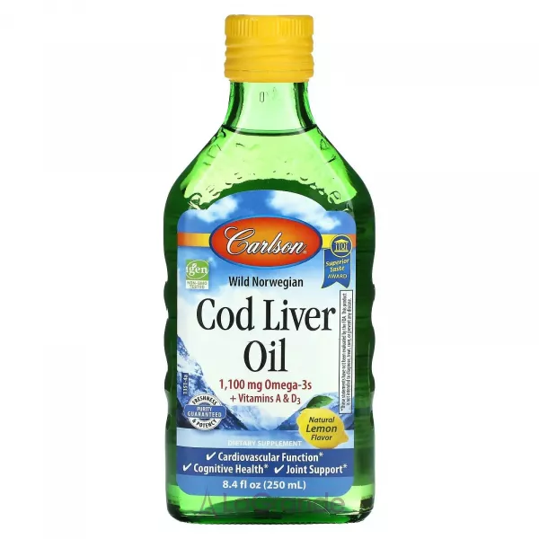 Carlson Wild Norwegian Cod Liver Oil Natural Lemon Flavor ���'���� ��� �� ������� ����� � ������ ������