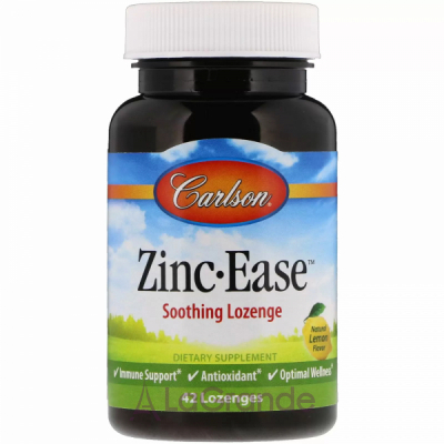 Carlson Zinc Ease Soothing Lozenge Natural Lemon Flavor  ,   