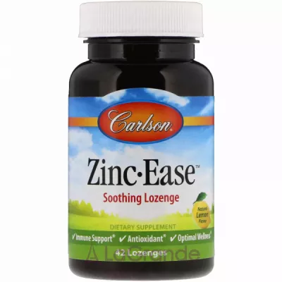 Carlson Zinc Ease Soothing Lozenge Natural Lemon Flavor  ,   