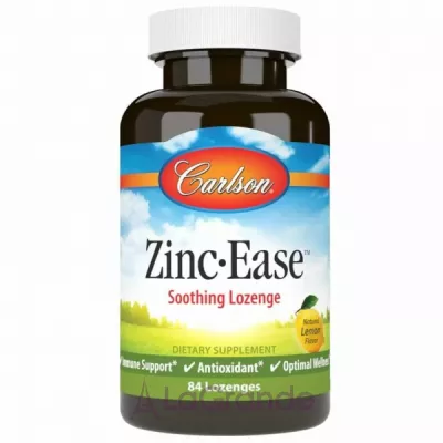 Carlson Zinc Ease Soothing Lozenge Natural Lemon Flavor  ,   