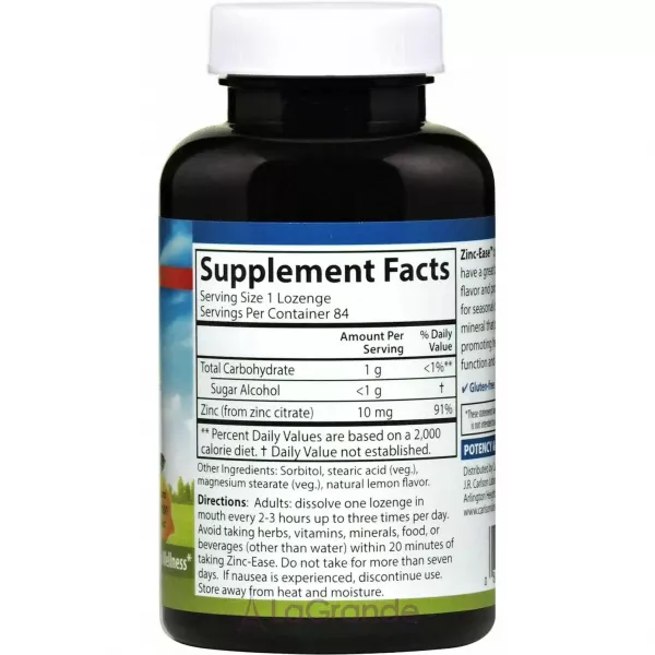 Carlson Zinc Ease Soothing Lozenge Natural Lemon Flavor ���� ������������, � ������ ������