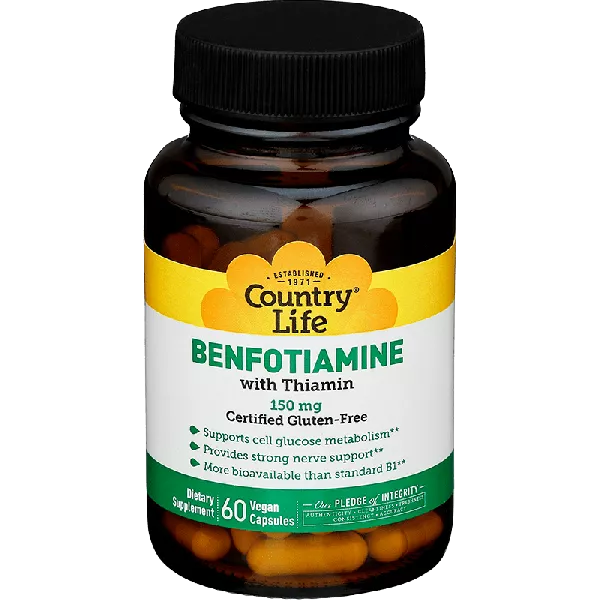 Country Life, Benfotiamine, with Coenzyme B1, 150 mg ��������� ������� ������������ � ���������� B-1 ��� ������������ ������ � �����, ������� �������