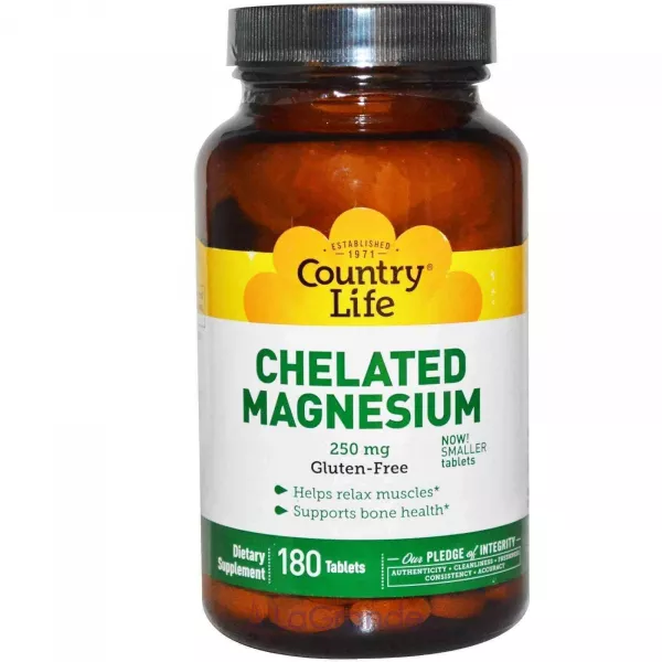 Country Life, Chelated Magnesium, 250 mg ������ �����, ��� ���������� ������� �������, ���������� ��������������� ��������� �'���