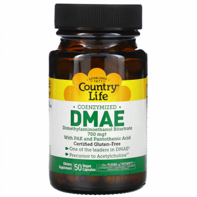 Country Life, Coenzymized DMAE, 700 mg, 50 Vegan Capsules (350 mg per Capsule)   (  )