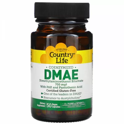 Country Life, Coenzymized DMAE, 700 mg, 50 Vegan Capsules (350 mg per Capsule)   (  )