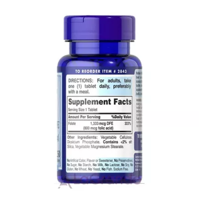 Puritan's Pride Folate 1333 mcg DFE (Folic Acid 800 mcg)     