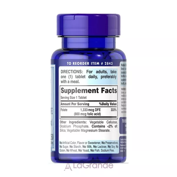 Puritan's Pride Folate 1333 mcg DFE (Folic Acid 800 mcg) ĳ������ ������� � ��볺��� ��������