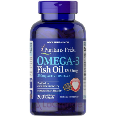 Puritan's Pride Omega-3 Fish Oil 1200 mg (360 mg Active Omega-3 ĳ ,    -3  