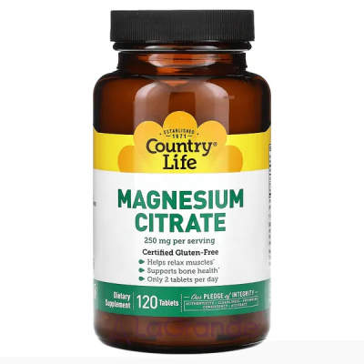 Country Life, Magnesium Citrate, 250 mg, 120 Tablets (125 mg per Tablet)  