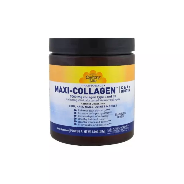 Country Life Maxi-Collagen C & A plus Biotin High Potency Flavorless Powder 213 g �������� ����� � ��������� � � � ���� ������
